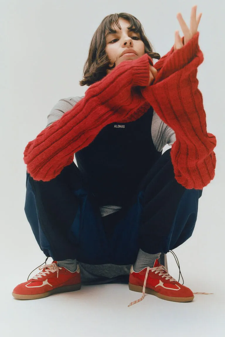 Rife Sheen Red Leather Sneakers