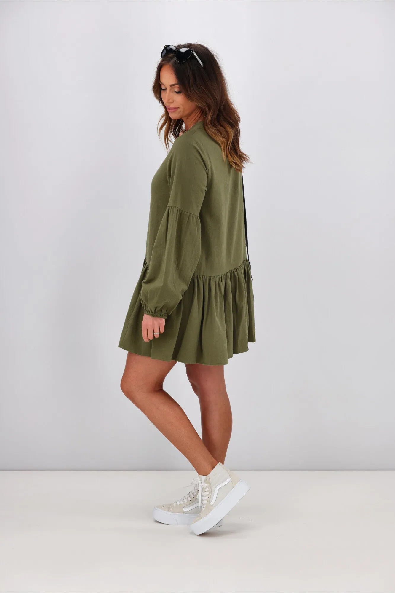 RPM Lola Mini Dress Khaki