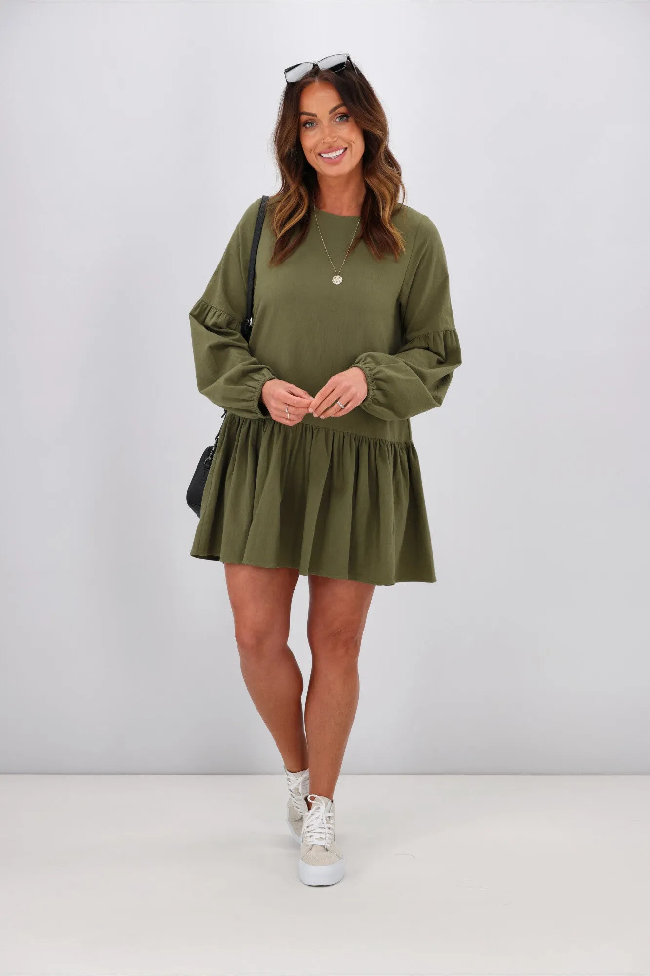 RPM Lola Mini Dress Khaki
