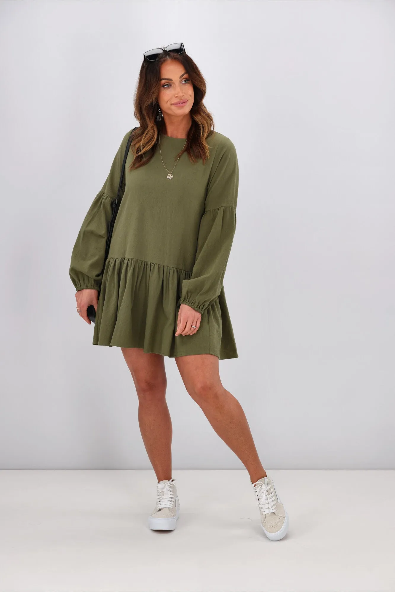 RPM Lola Mini Dress Khaki