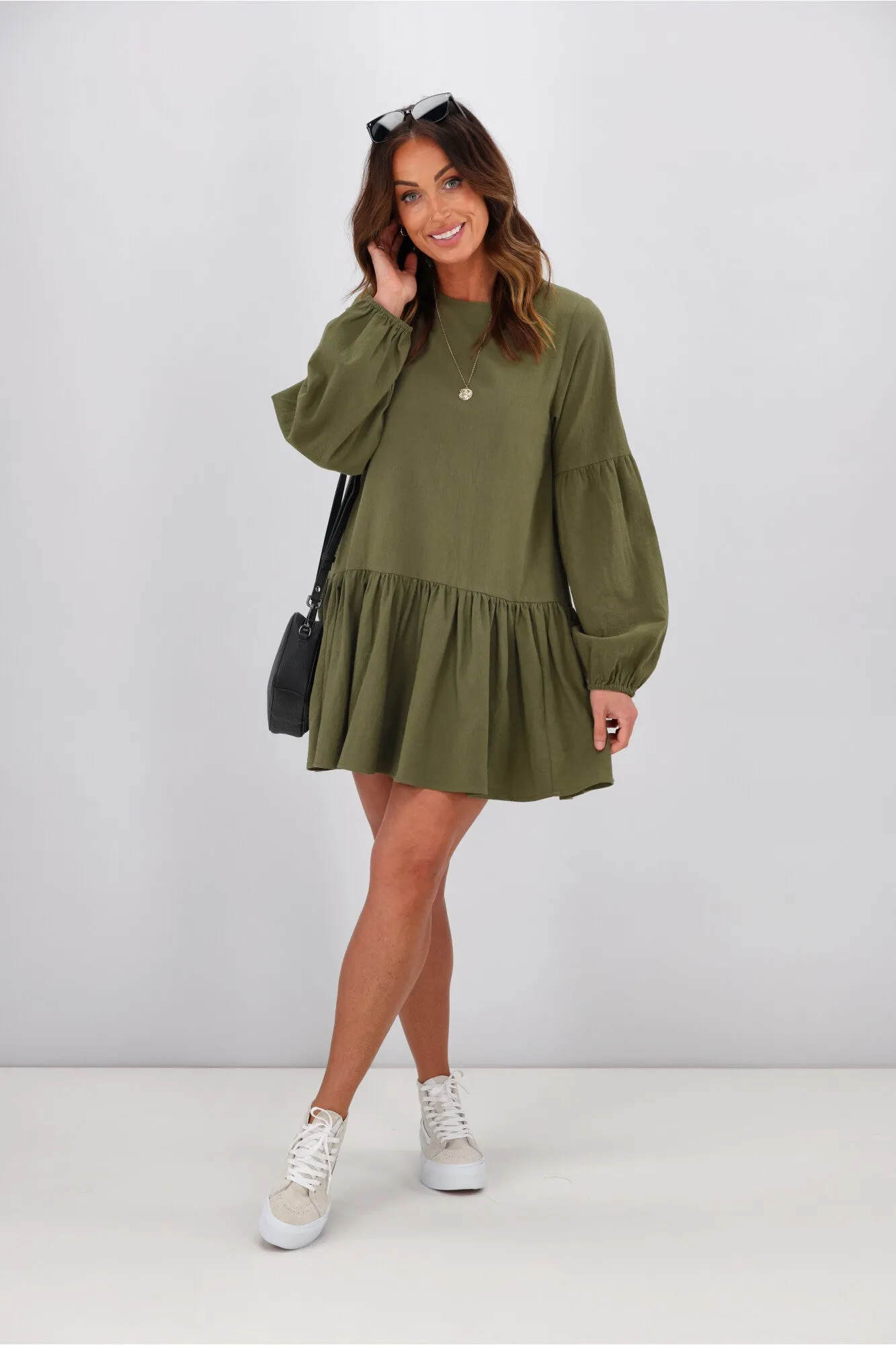 RPM Lola Mini Dress Khaki
