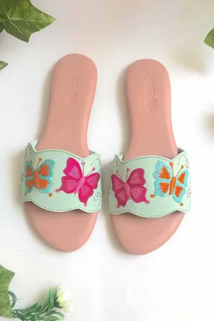 Sea Green Butterfly Swirl Flats