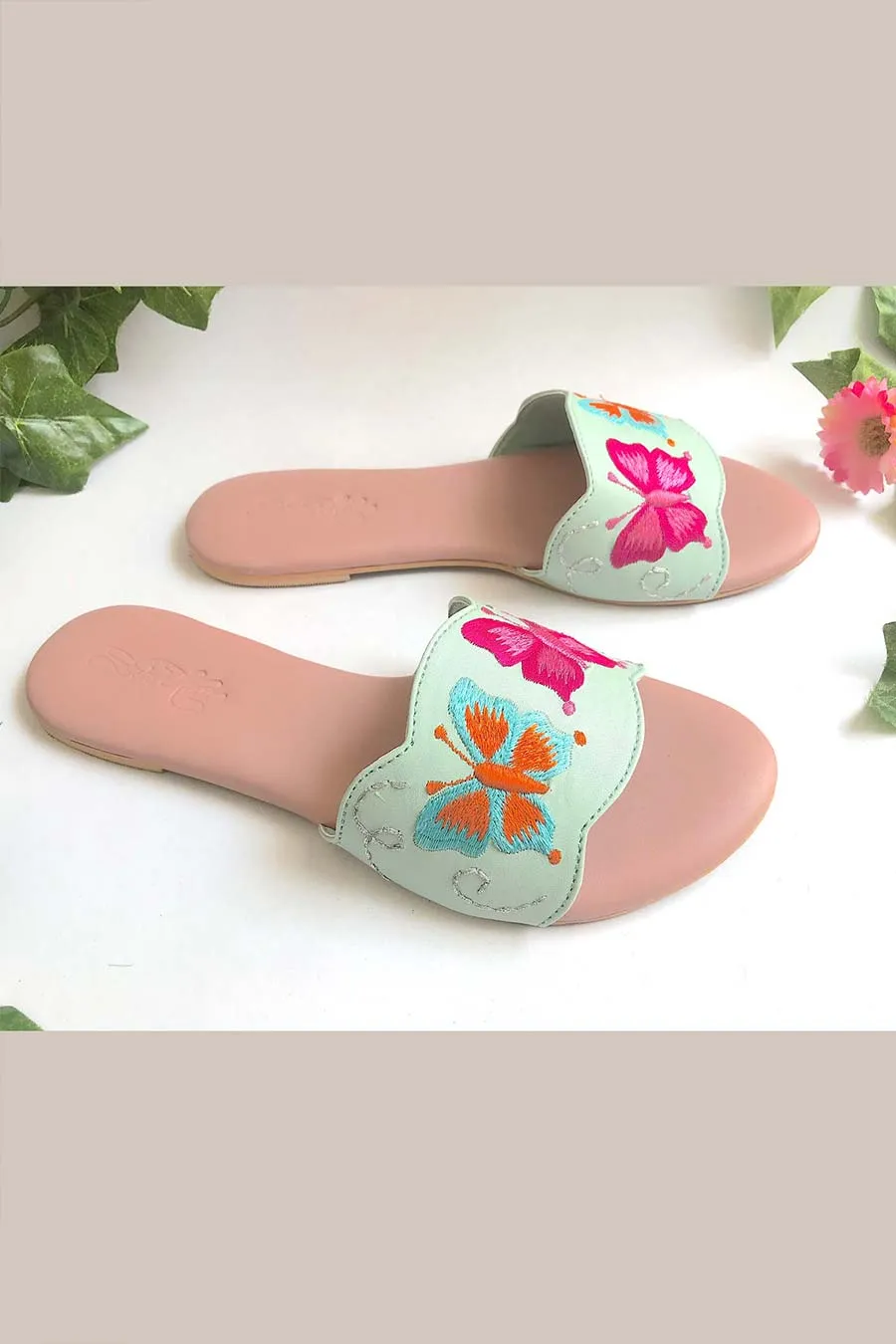 Sea Green Butterfly Swirl Flats