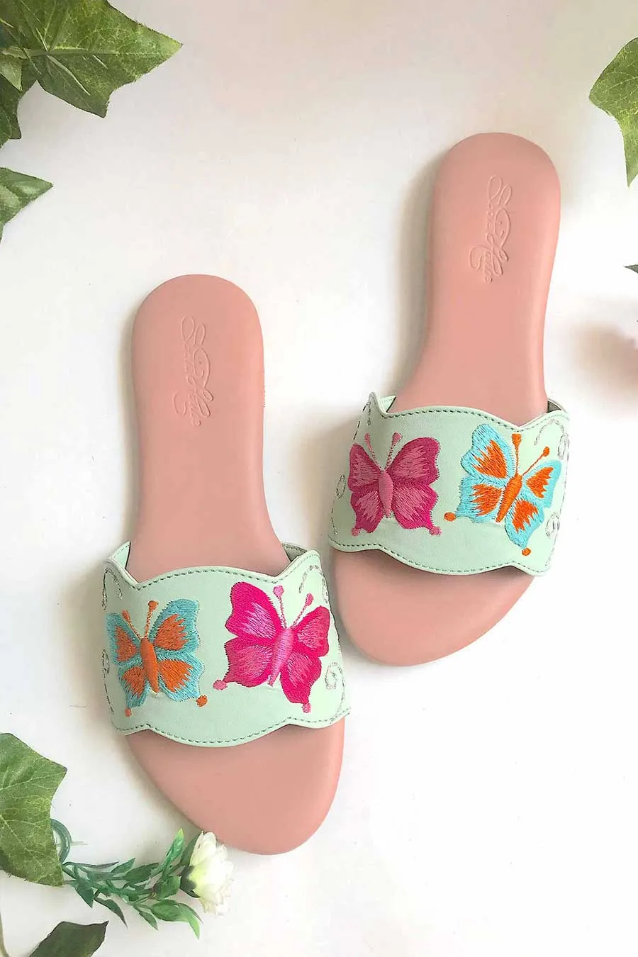 Sea Green Butterfly Swirl Flats