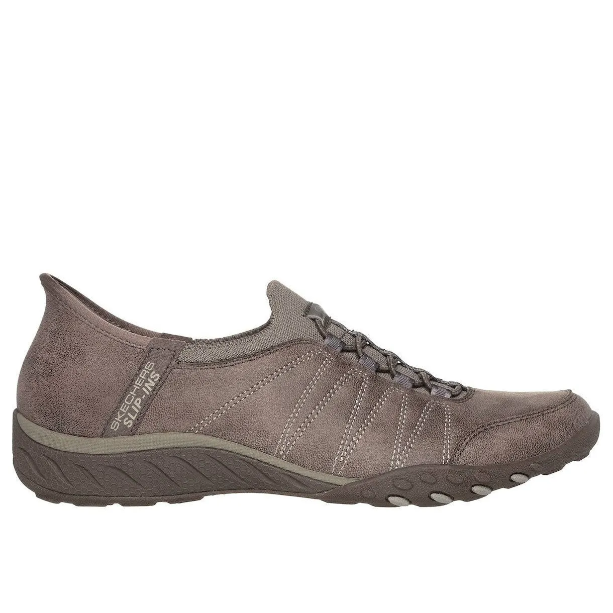 Skechers 100615 Breathe-Easy - Home Hands Free Relaxed Fit Ladies Wide Dark Taupe Vegan Slip On Trainers