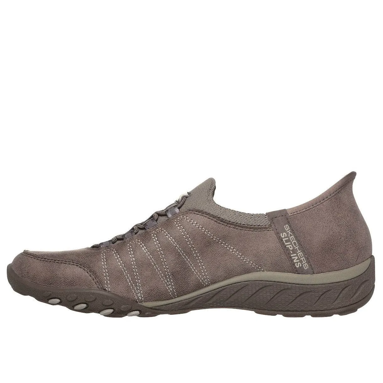 Skechers 100615 Breathe-Easy - Home Hands Free Relaxed Fit Ladies Wide Dark Taupe Vegan Slip On Trainers