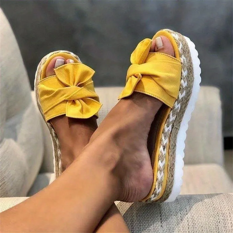 Soleil  Bow Platform Espadrilles Slippers