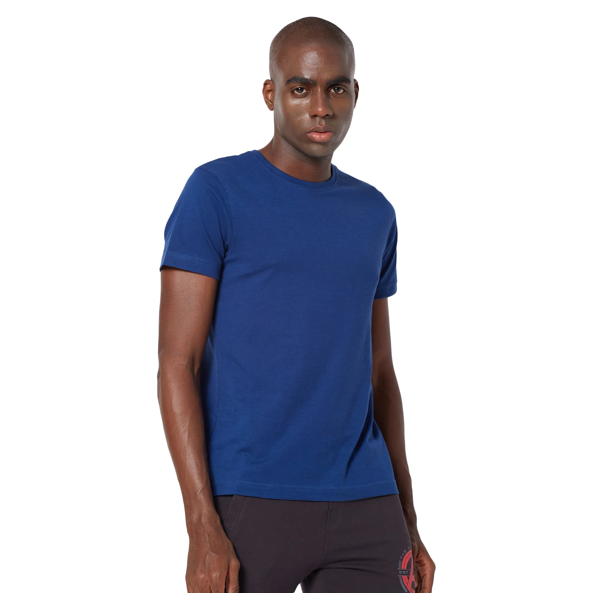 Sporto Mens Super Combed Cotton Blend Tees  Round & V-Neck (Black   Denim Navy)