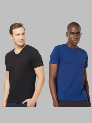 Sporto Mens Super Combed Cotton Blend Tees  Round & V-Neck (Black   Denim Navy)