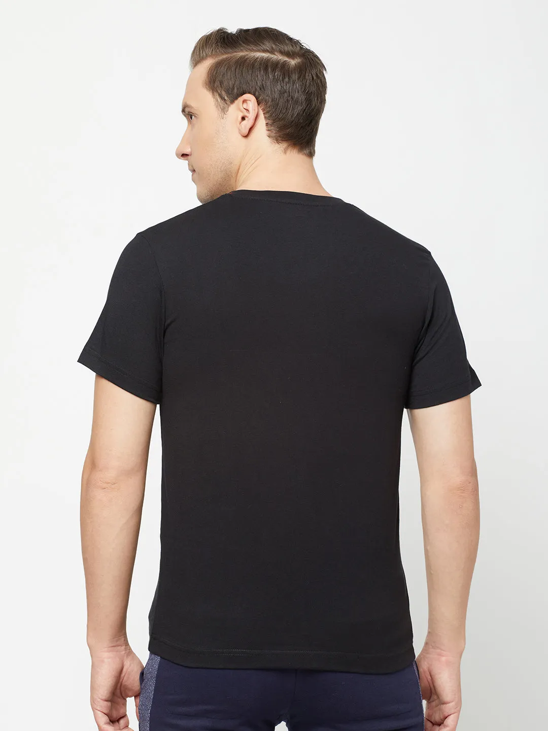 Sporto Mens Super Combed Cotton Blend Tees  Round & V-Neck (Black   Denim Navy)