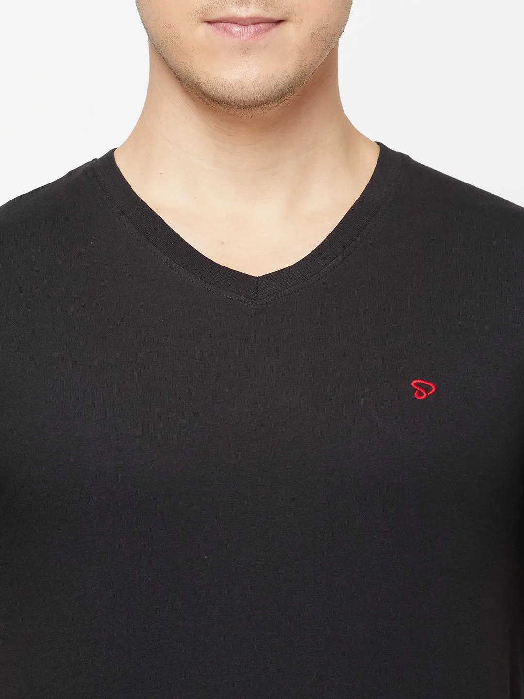 Sporto Mens Super Combed Cotton Blend Tees  Round & V-Neck (Black   Denim Navy)