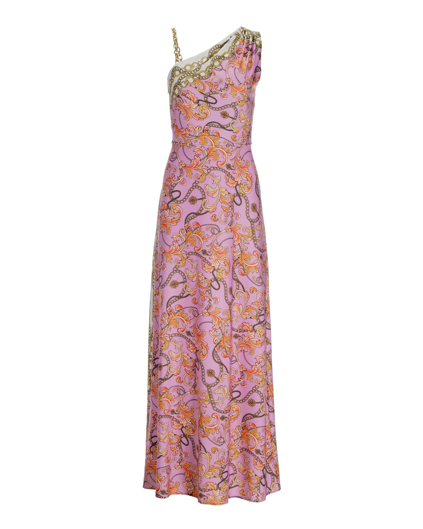 Status Chain One Shoulder Dress Pink