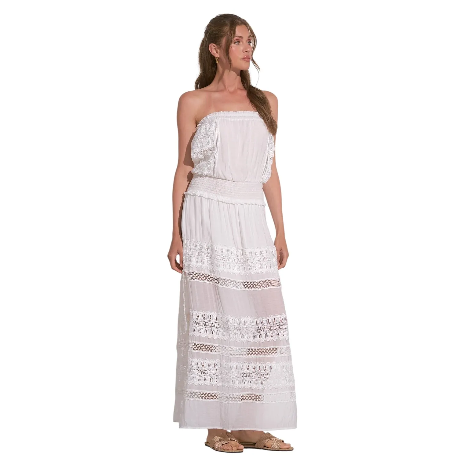 Strapless Crochet Lace Maxi Dress