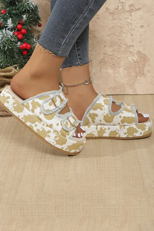 Summer Thick Soled Denim Belt Buckle Sandals