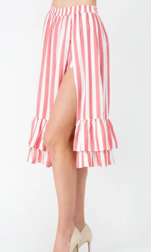 Sweet As Pie Striped Midi Ruffle Skort
