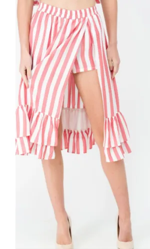 Sweet As Pie Striped Midi Ruffle Skort
