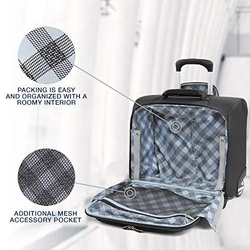 Travelpro Maxlite 5 Softside Lightweight Underseat Rolling Tote Bag, Black, 16-Inch