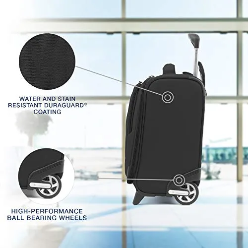Travelpro Maxlite 5 Softside Lightweight Underseat Rolling Tote Bag, Black, 16-Inch