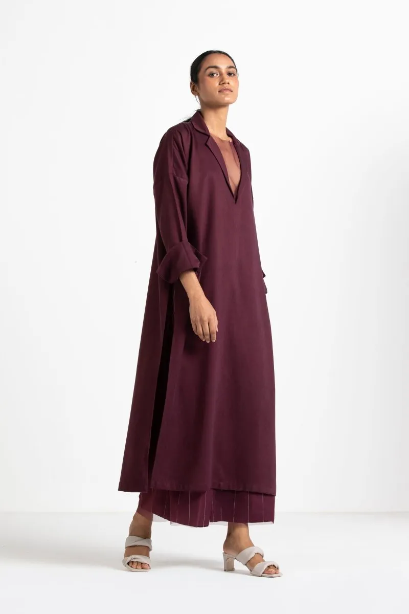 V-Neck Tunic with Net Slip Wine