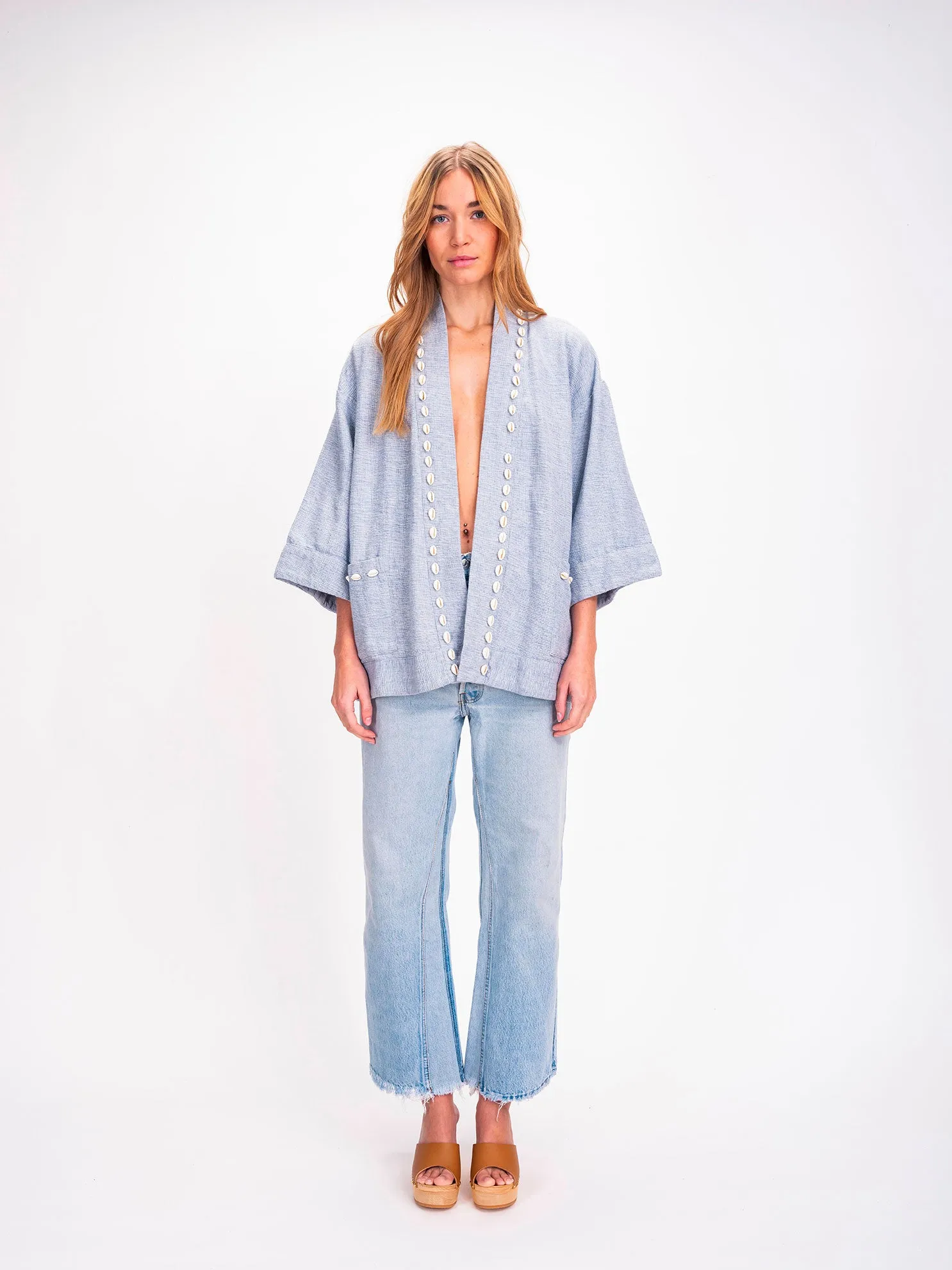 Veste en coton bleu ciel Cauris