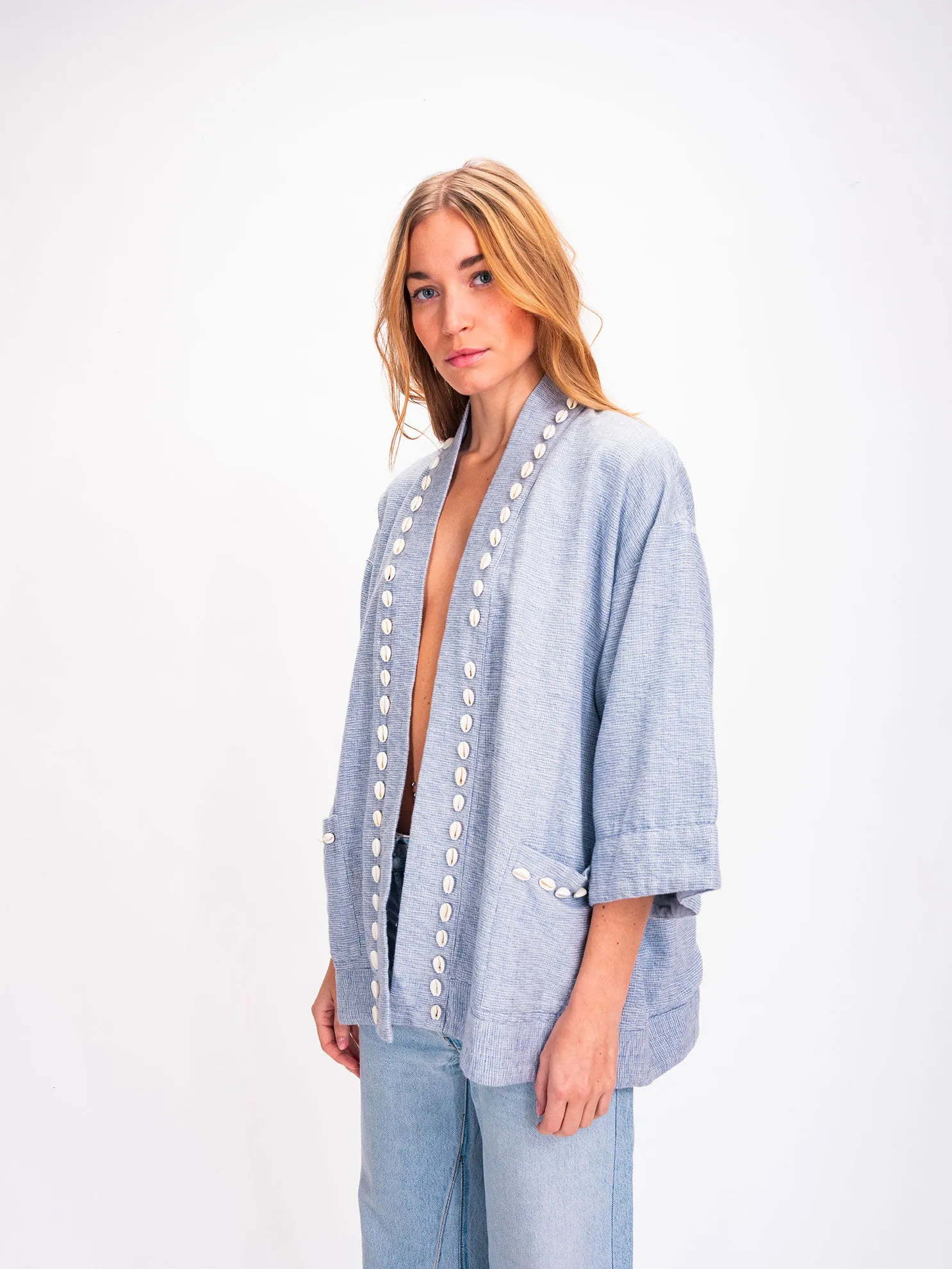 Veste en coton bleu ciel Cauris