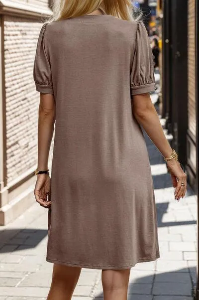 Weekend Chic Notch Neck Short Sleeve Dress