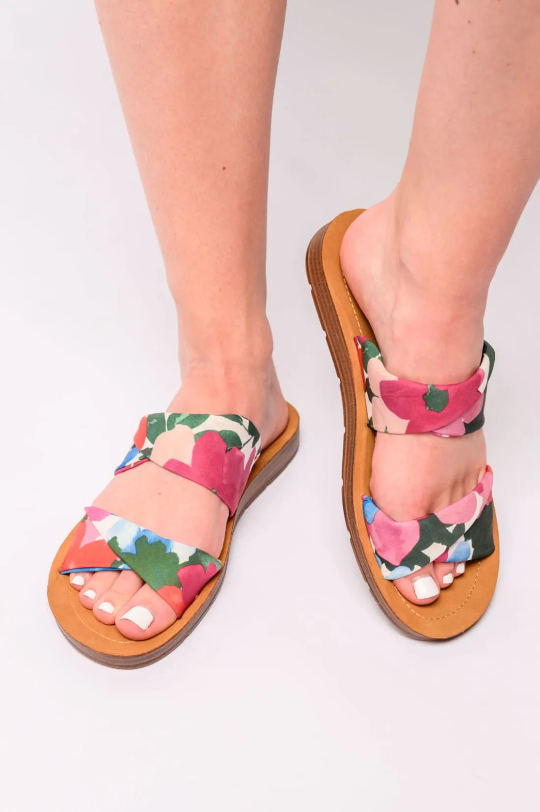 With a Twist Floral Slide Sandals