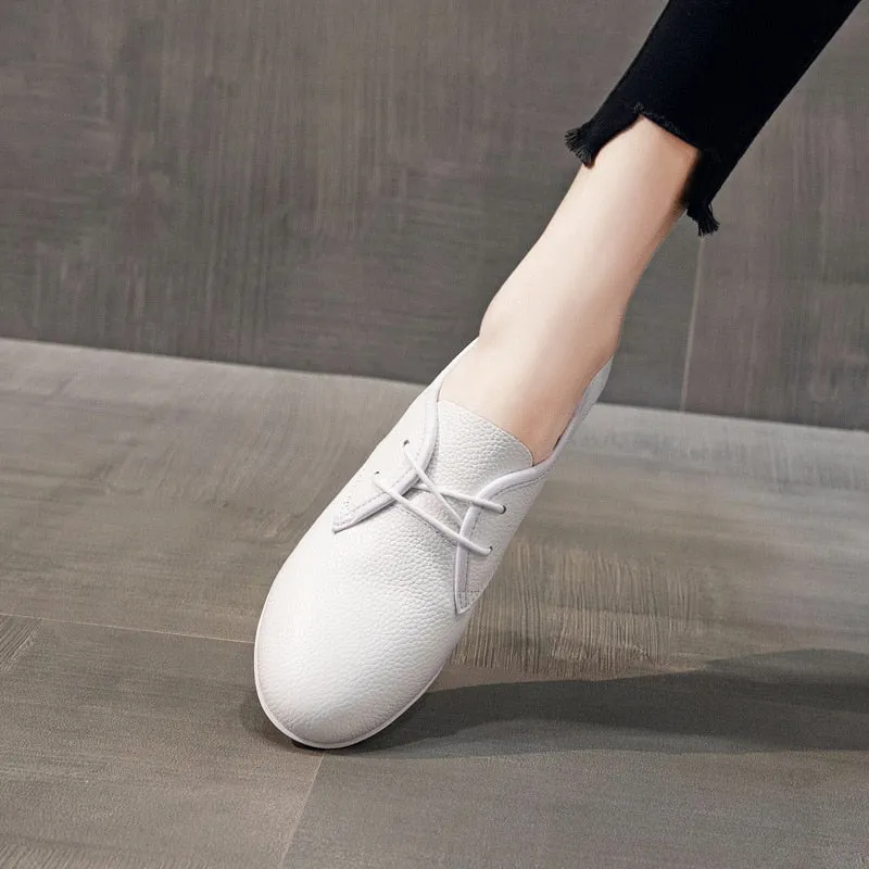 Women Genuine Leather Moccasins Korean Vulcanized Shoes