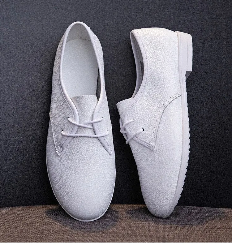 Women Genuine Leather Moccasins Korean Vulcanized Shoes