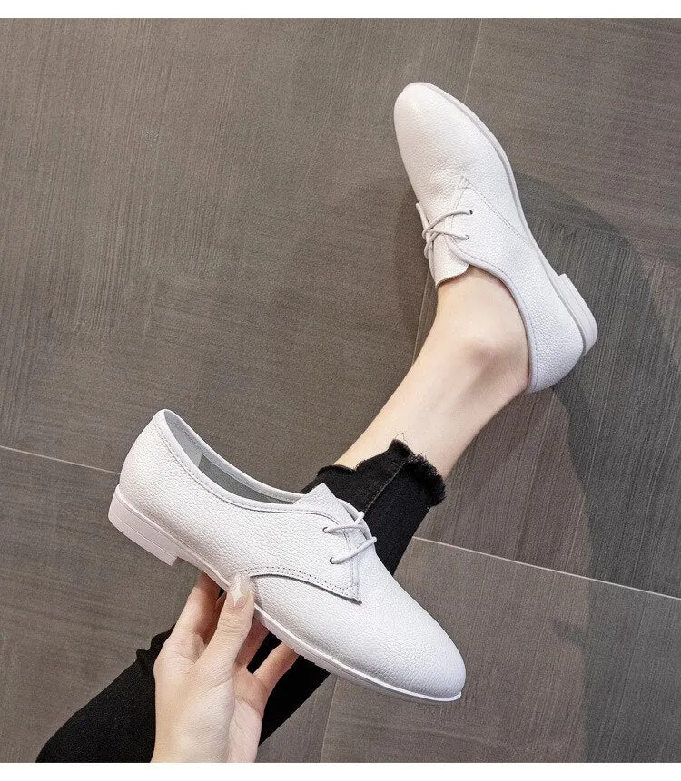 Women Genuine Leather Moccasins Korean Vulcanized Shoes