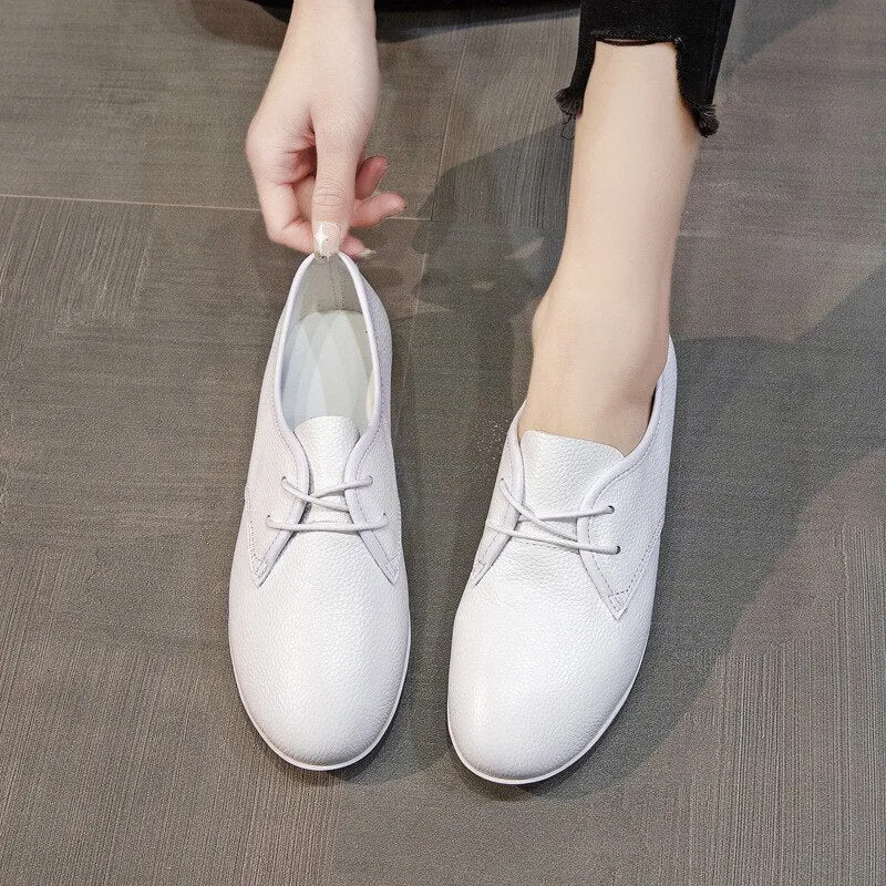Women Genuine Leather Moccasins Korean Vulcanized Shoes