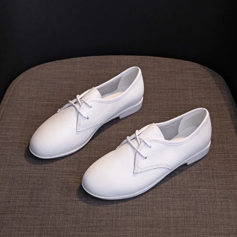 Women Genuine Leather Moccasins Korean Vulcanized Shoes