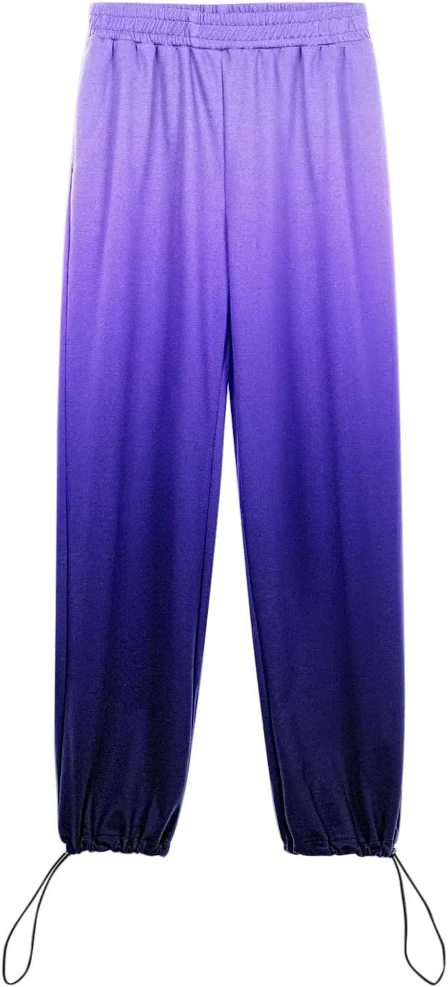 Women Gradient Print Bottom Sweatpants Pockets High Waist Sporty Gym Athletic Fit Jogger Dress Pants for Women Petite