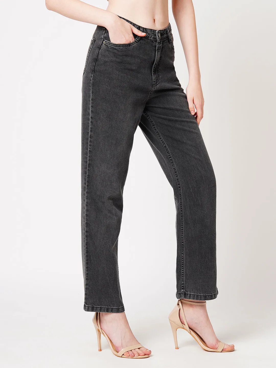Women High-Rise Relax Straight Jeans