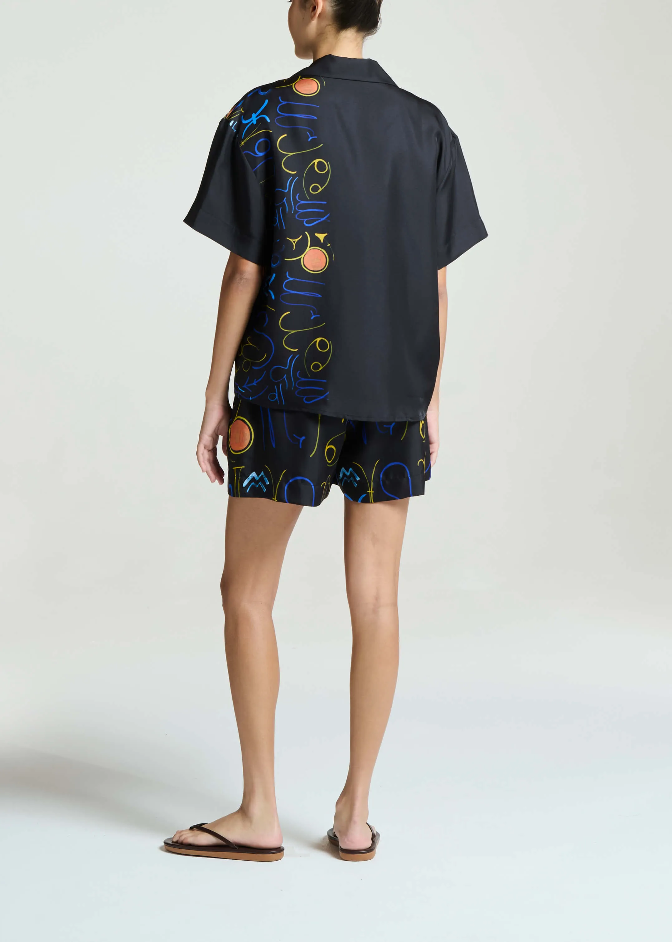 Zurich Short Zodiac Noir Silk Twill